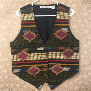 Jane Ashley Vintage Aztec Tribal MultiColor M Vest